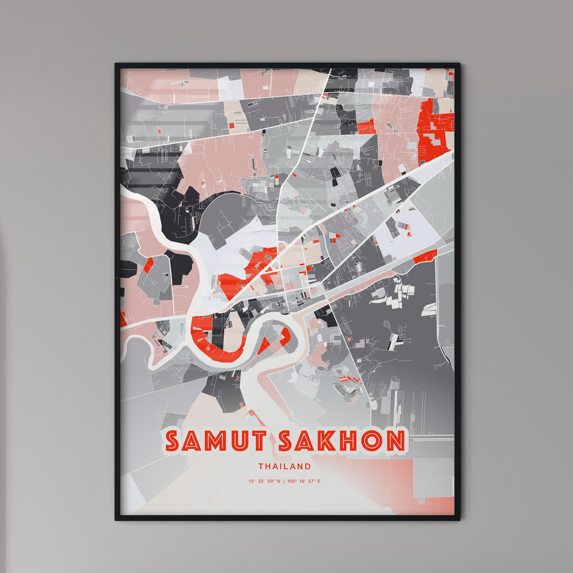 Colorful SAMUT SAKHON THAILAND Fine Art Map Modern