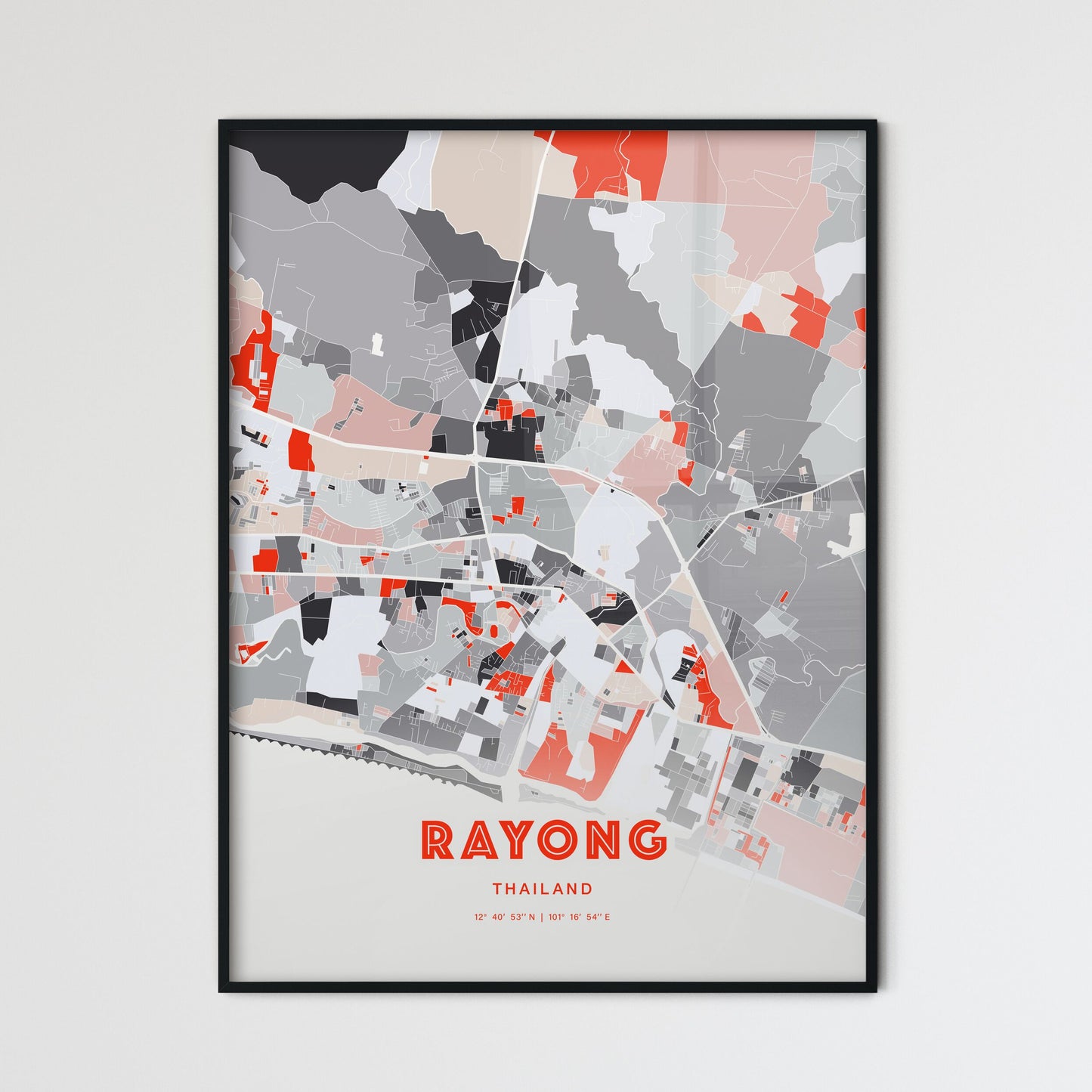 Colorful RAYONG THAILAND Fine Art Map Modern