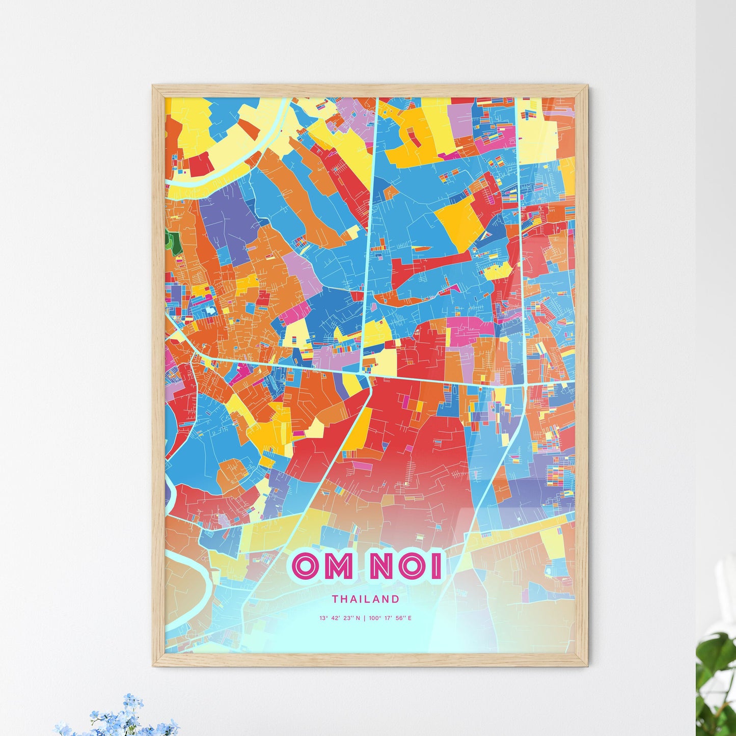 Colorful OM NOI THAILAND Fine Art Map Crazy Colors