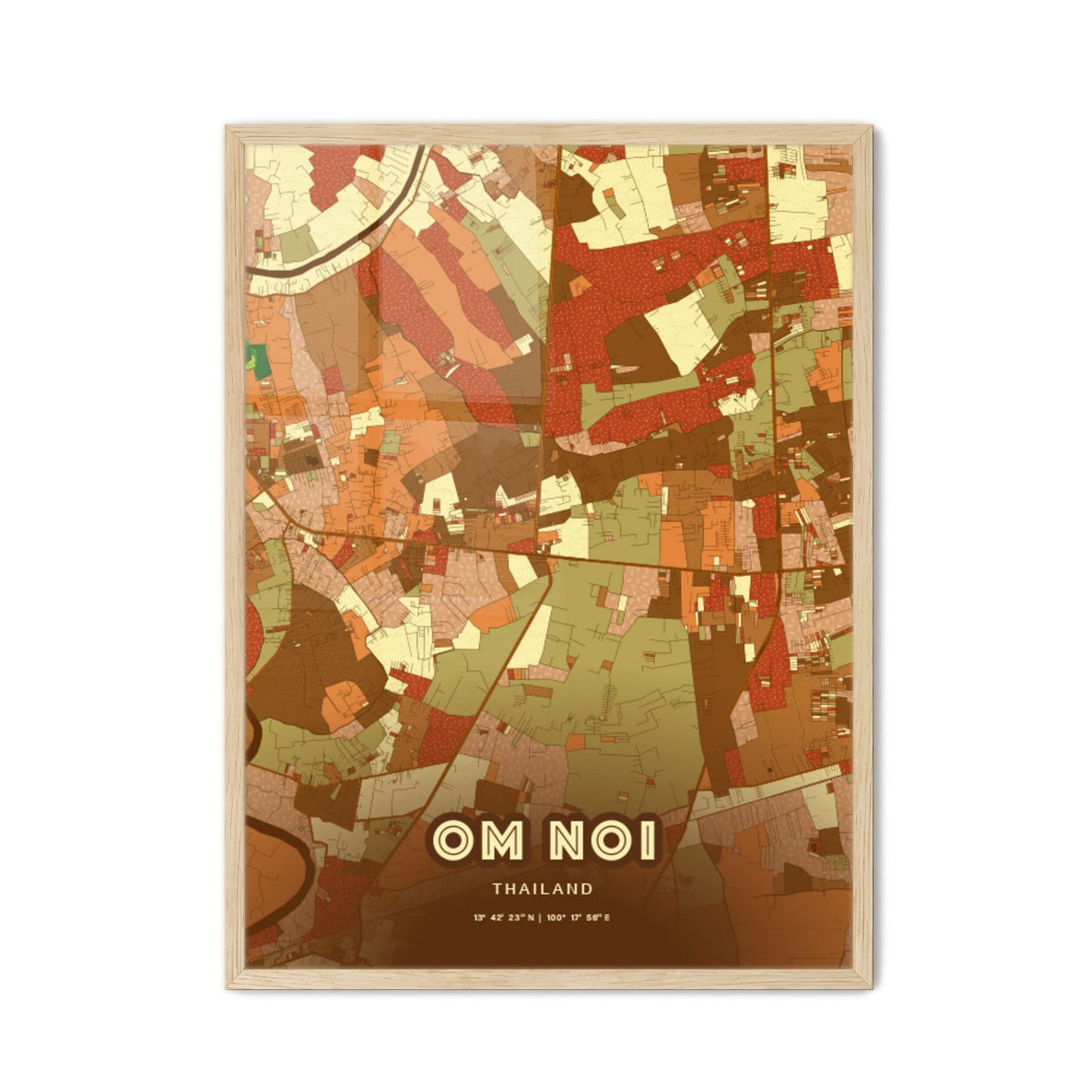 Colorful OM NOI THAILAND Fine Art Map Farmhouse