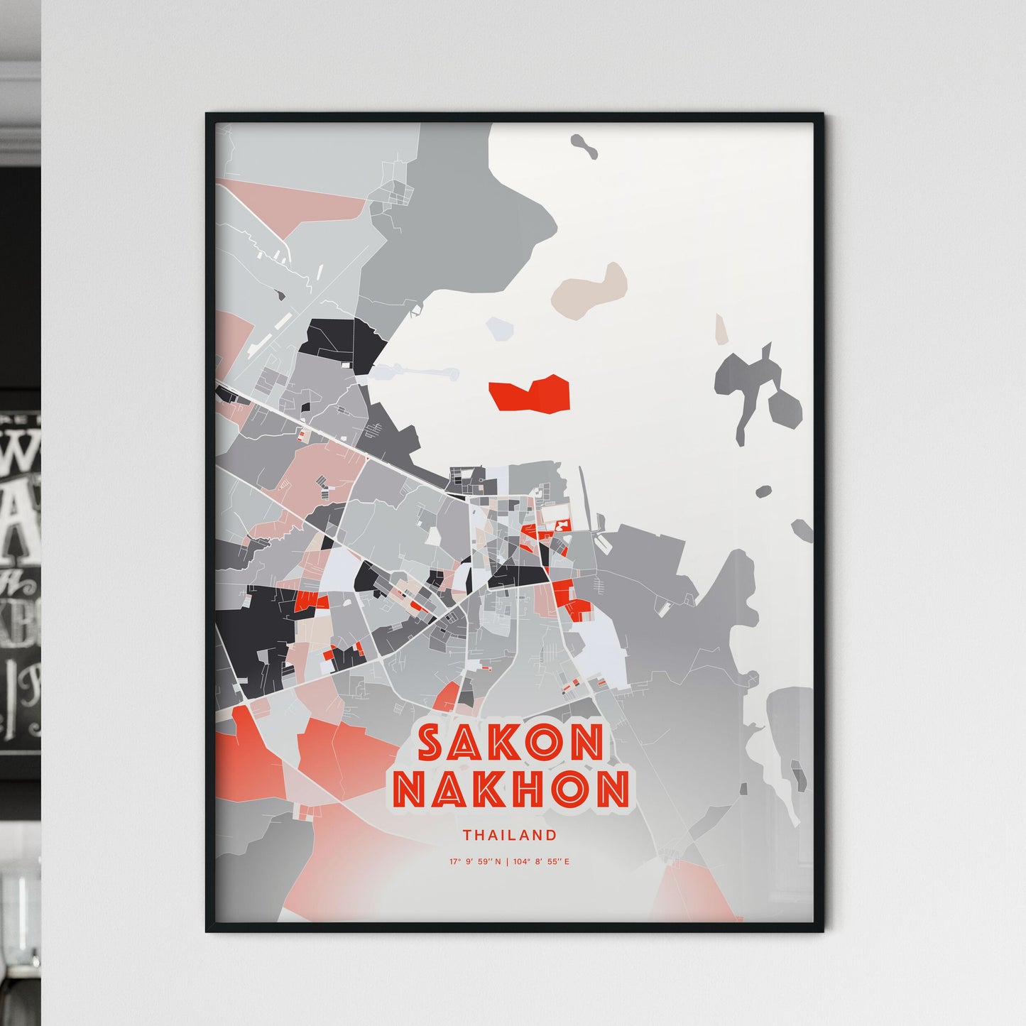 Colorful SAKON NAKHON THAILAND Fine Art Map Modern