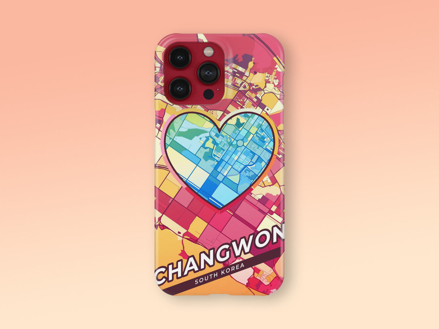 Changwon South Korea slim phone case with colorful icon. Birthday, wedding or housewarming gift. Couple match cases. 2