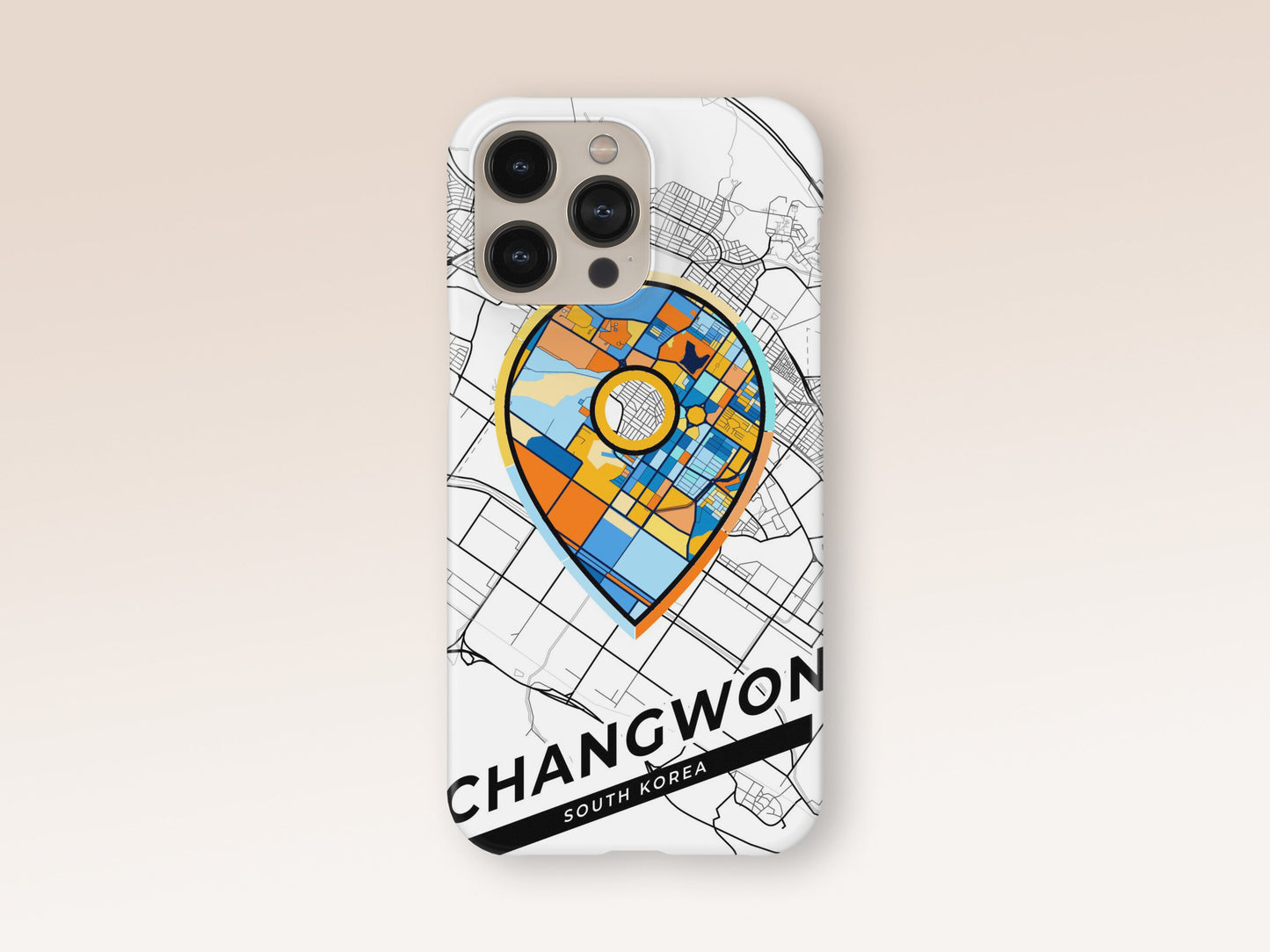 Changwon South Korea slim phone case with colorful icon. Birthday, wedding or housewarming gift. Couple match cases. 1