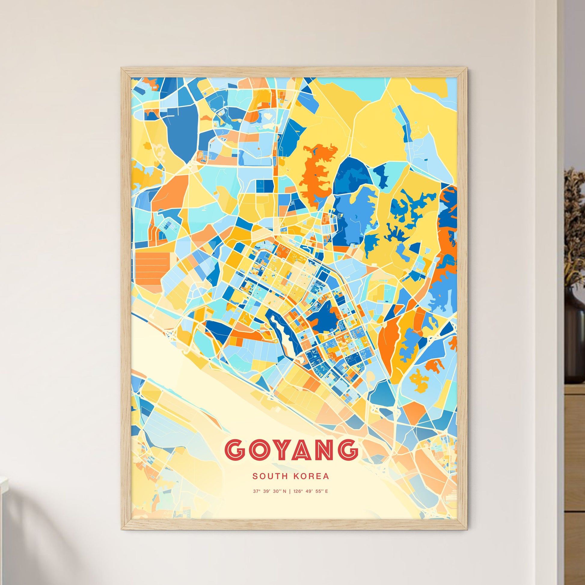 Colorful GOYANG SOUTH KOREA Fine Art Map Blue Orange