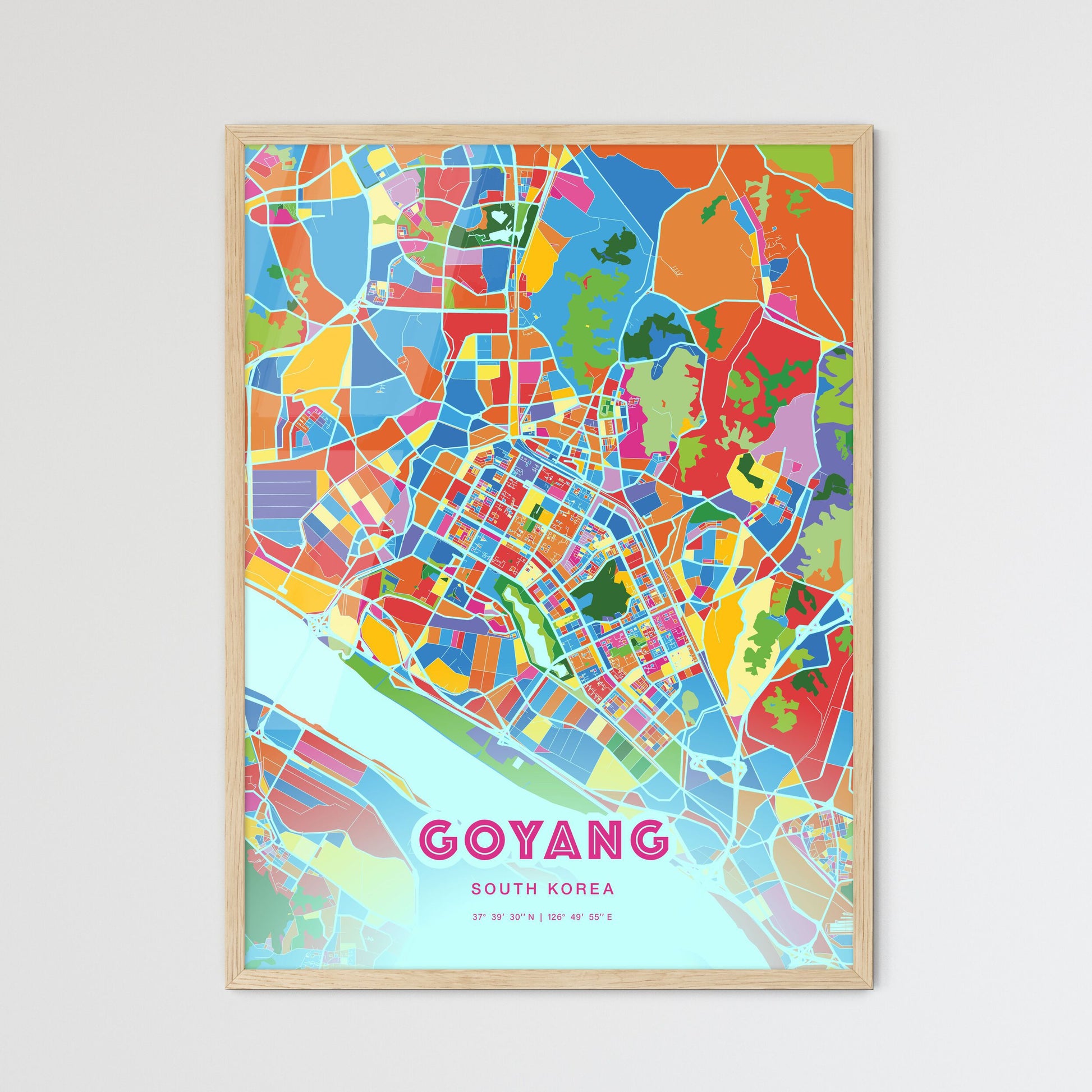 Colorful GOYANG SOUTH KOREA Fine Art Map Crazy Colors