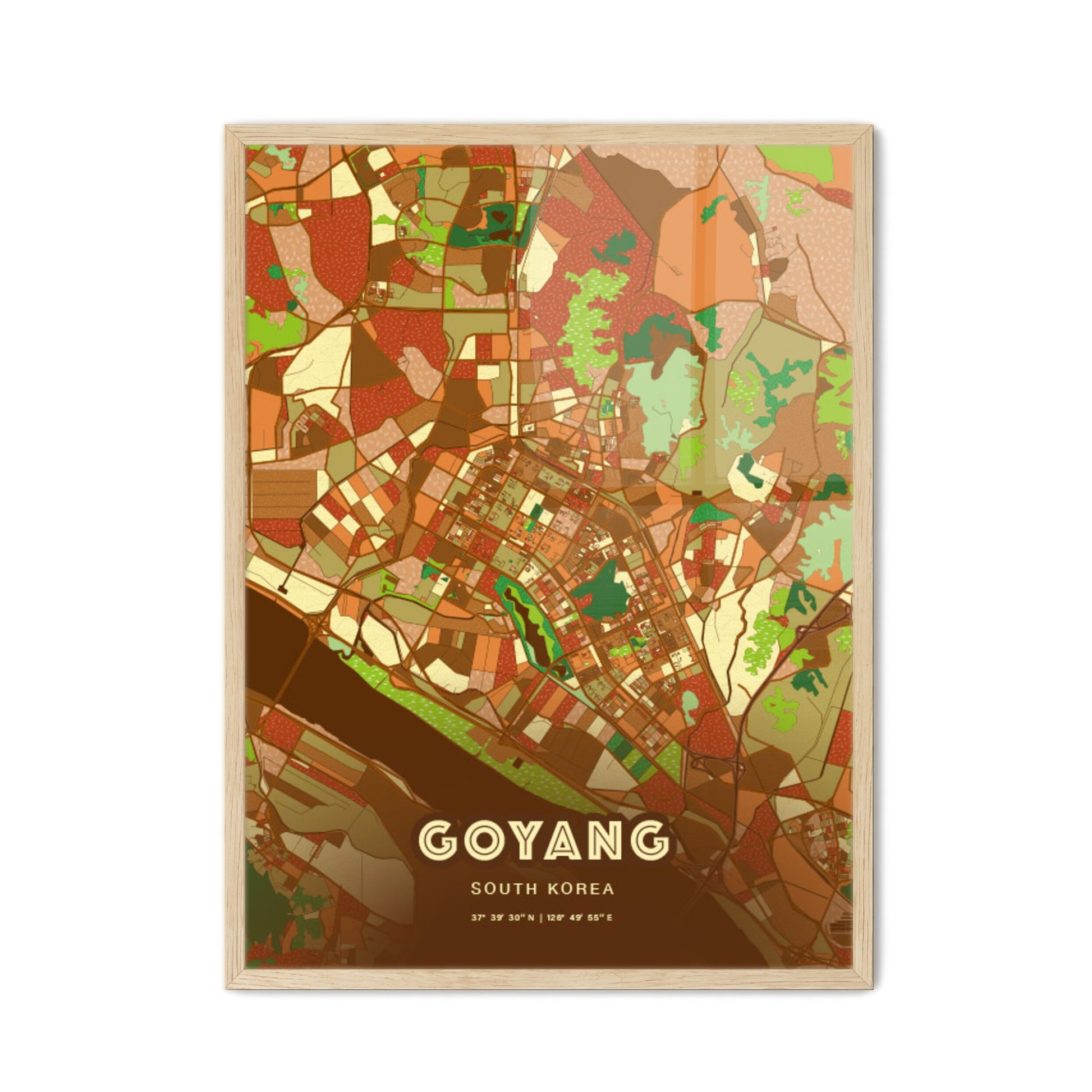 Colorful GOYANG SOUTH KOREA Fine Art Map Farmhouse