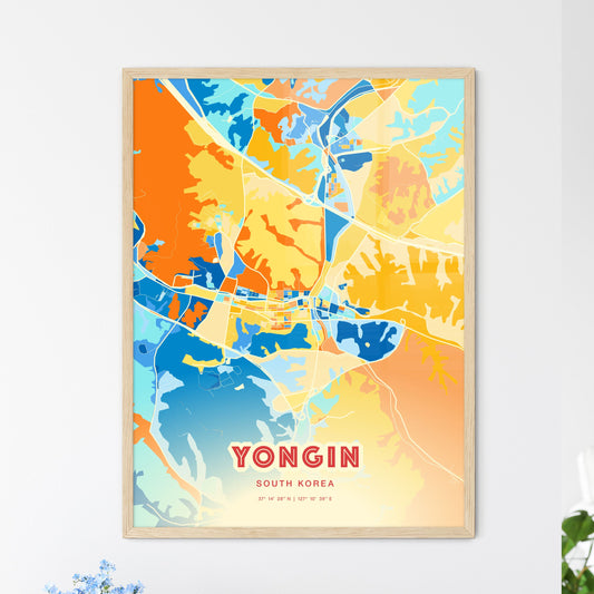 Colorful YONGIN SOUTH KOREA Fine Art Map Blue Orange