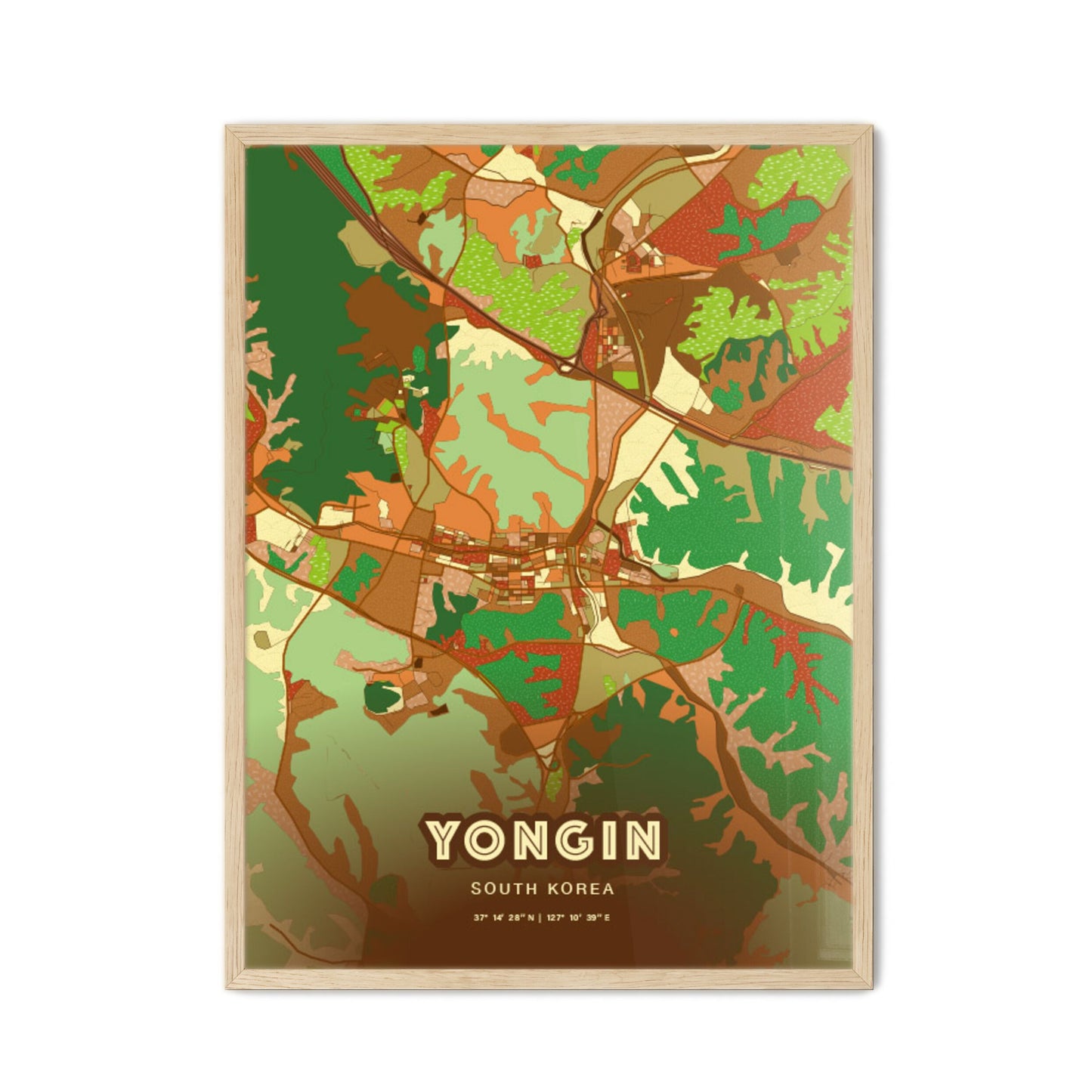 Colorful YONGIN SOUTH KOREA Fine Art Map Farmhouse