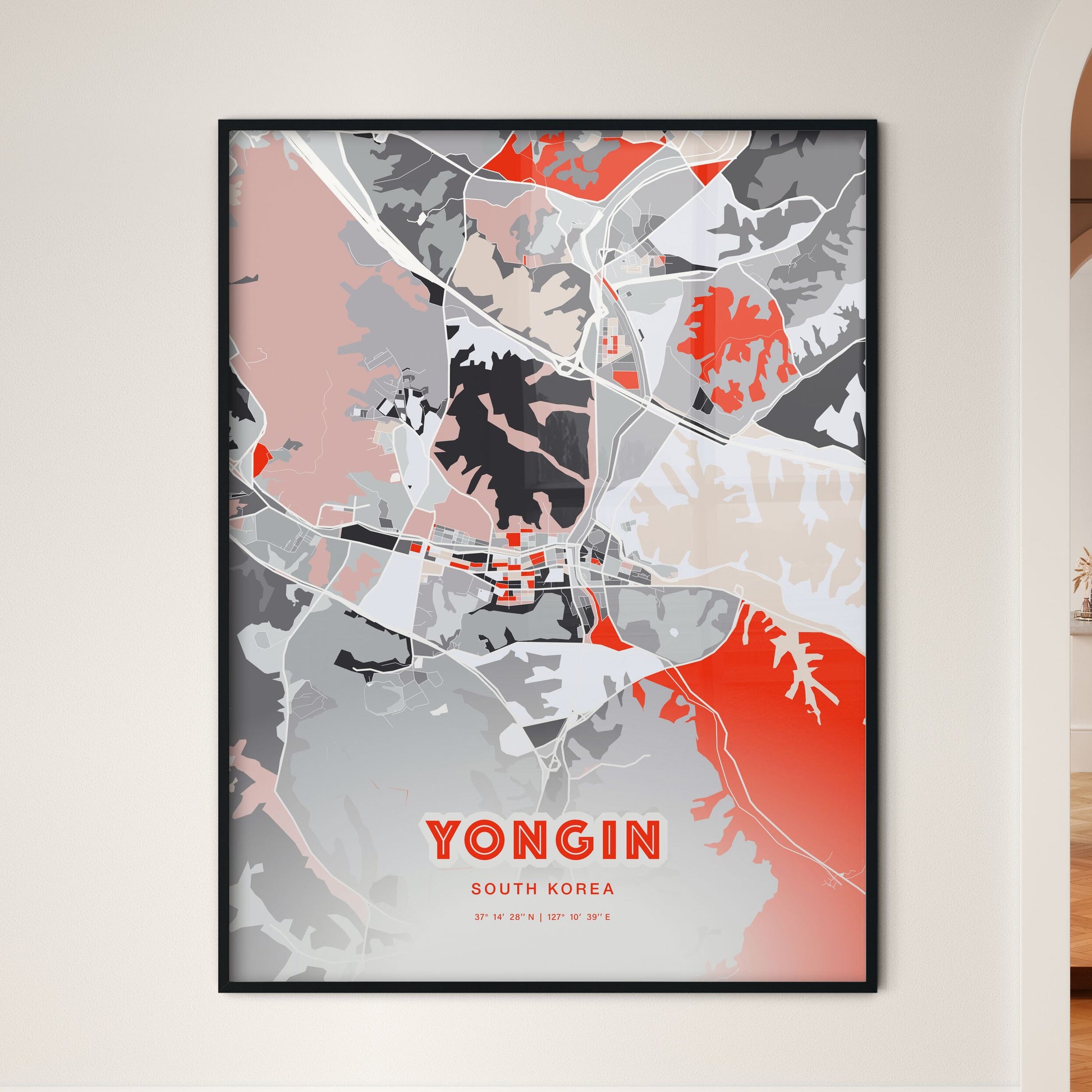 Colorful YONGIN SOUTH KOREA Fine Art Map Modern