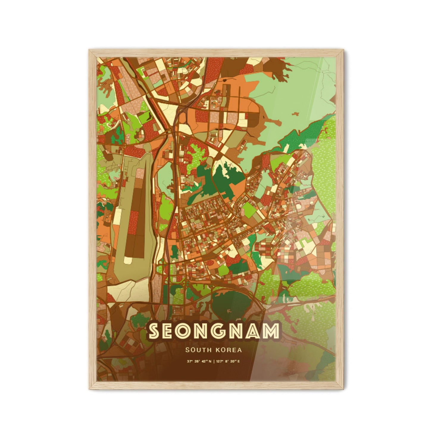 Colorful SEONGNAM SOUTH KOREA Fine Art Map Farmhouse