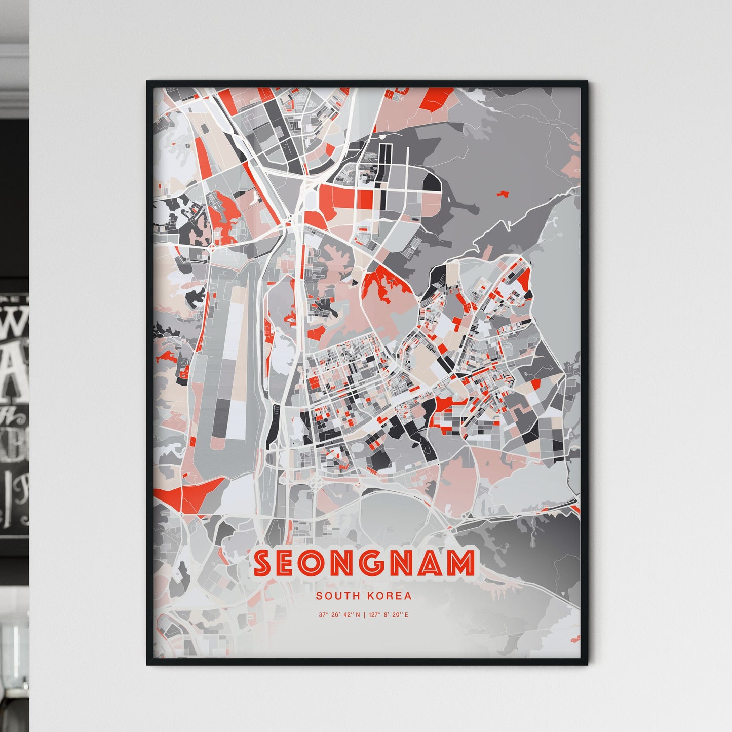 Colorful SEONGNAM SOUTH KOREA Fine Art Map Modern