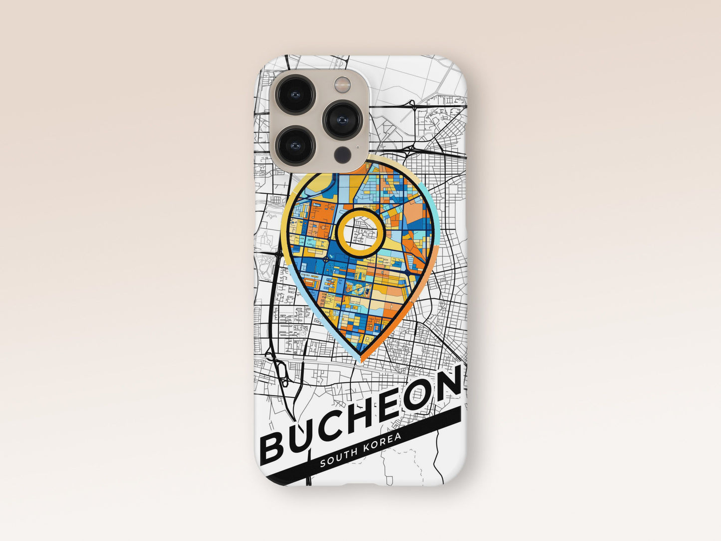 Bucheon South Korea slim phone case with colorful icon. Birthday, wedding or housewarming gift. Couple match cases. 1
