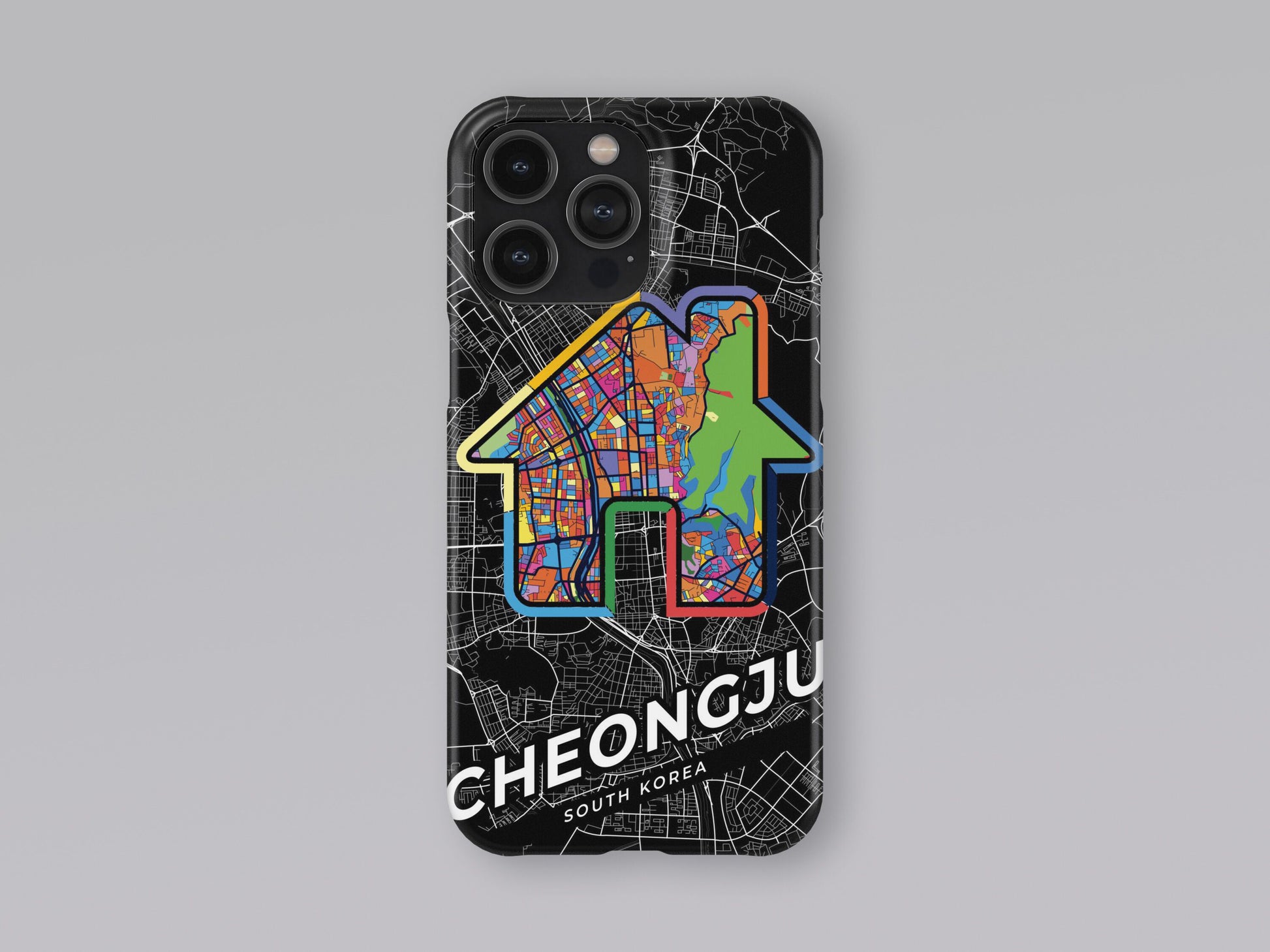Cheongju South Korea slim phone case with colorful icon. Birthday, wedding or housewarming gift. Couple match cases. 3