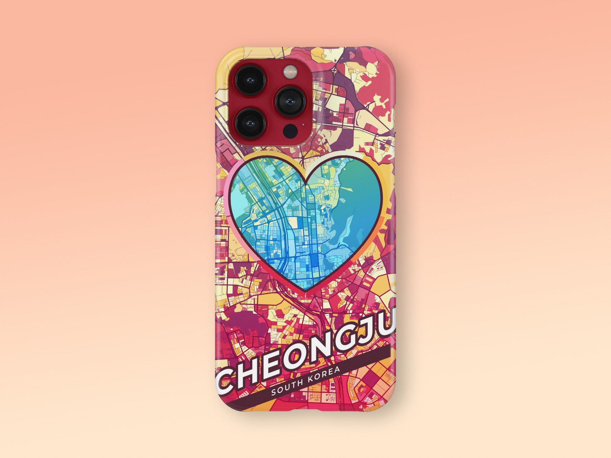 Cheongju South Korea slim phone case with colorful icon. Birthday, wedding or housewarming gift. Couple match cases. 2