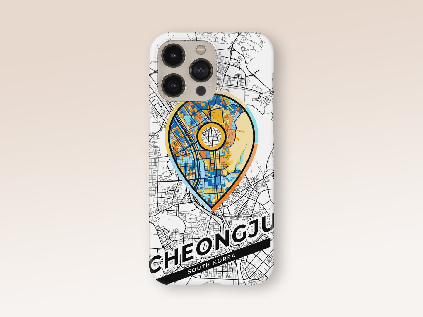 Cheongju South Korea slim phone case with colorful icon. Birthday, wedding or housewarming gift. Couple match cases. 1