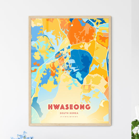 Colorful HWASEONG SOUTH KOREA Fine Art Map Blue Orange