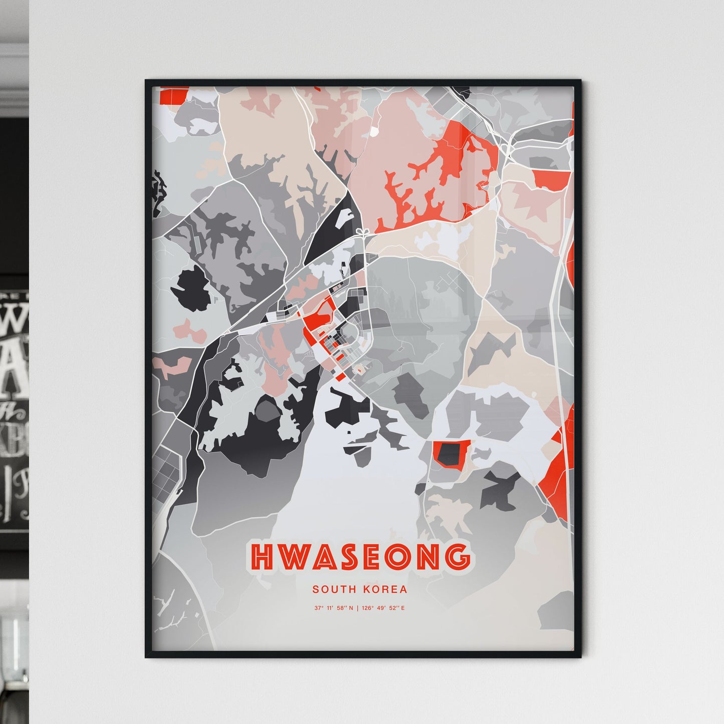 Colorful HWASEONG SOUTH KOREA Fine Art Map Modern