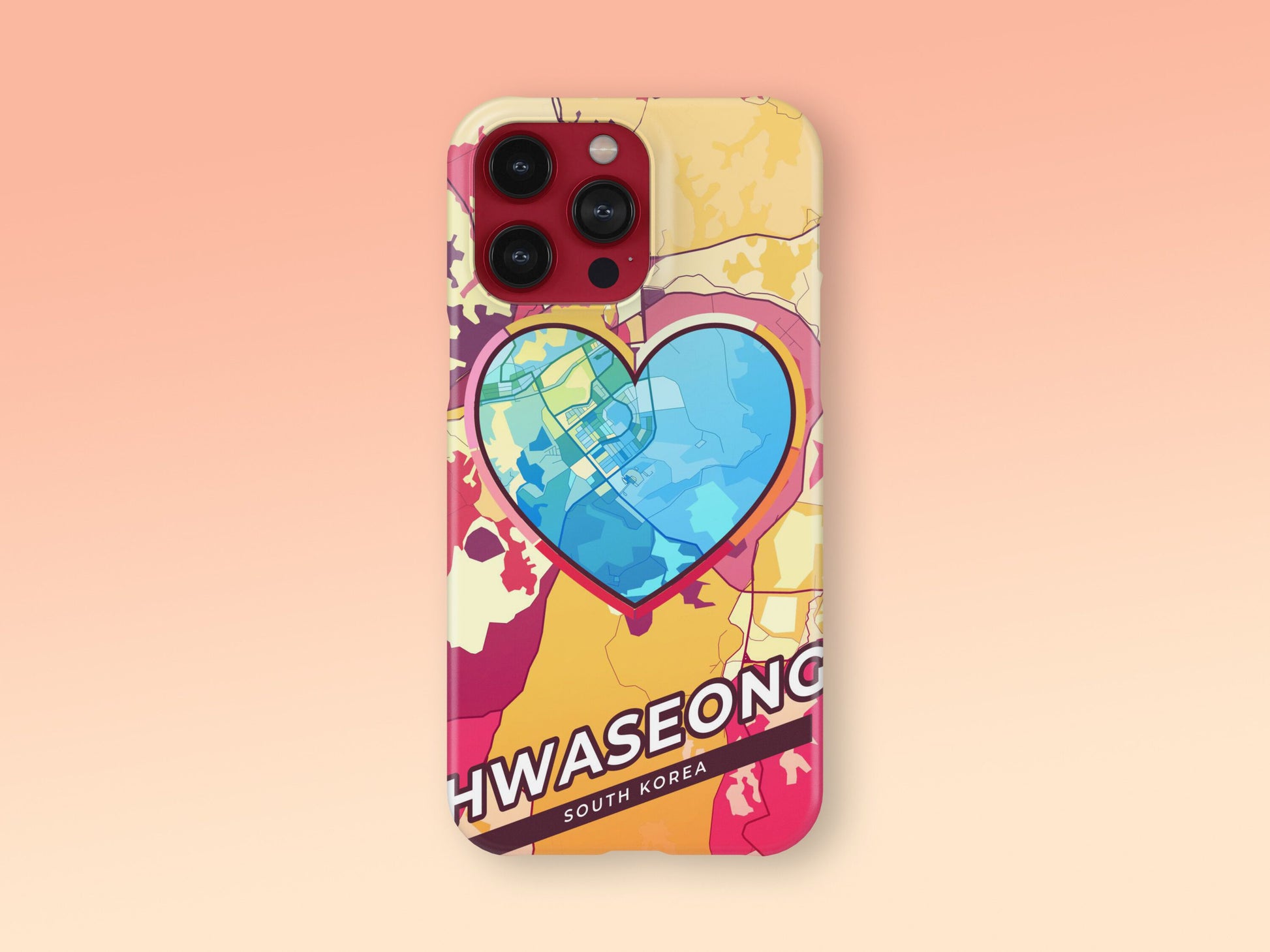 Hwaseong South Korea slim phone case with colorful icon. Birthday, wedding or housewarming gift. Couple match cases. 2