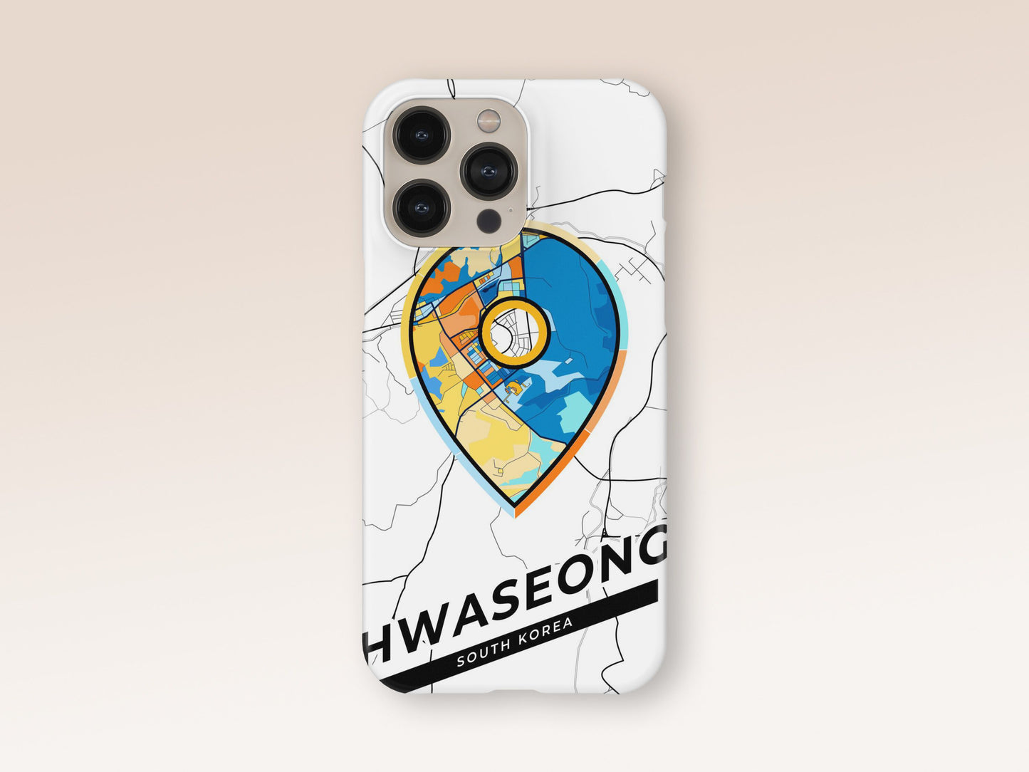 Hwaseong South Korea slim phone case with colorful icon. Birthday, wedding or housewarming gift. Couple match cases. 1