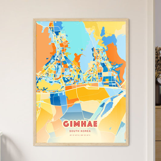 Colorful GIMHAE SOUTH KOREA Fine Art Map Blue Orange