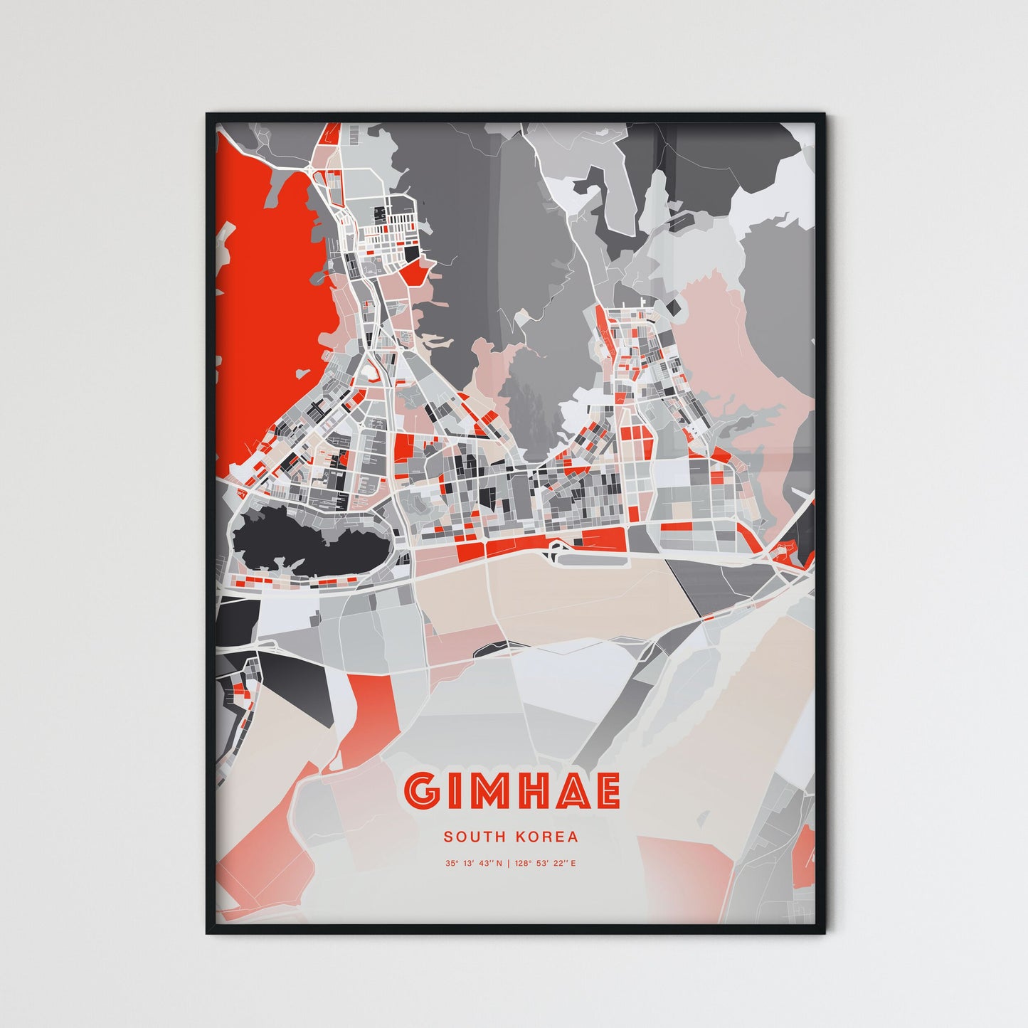 Colorful GIMHAE SOUTH KOREA Fine Art Map Modern