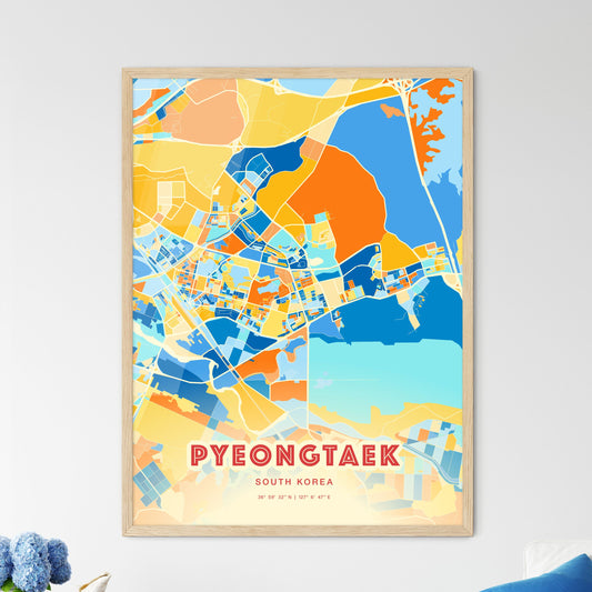 Colorful PYEONGTAEK SOUTH KOREA Fine Art Map Blue Orange