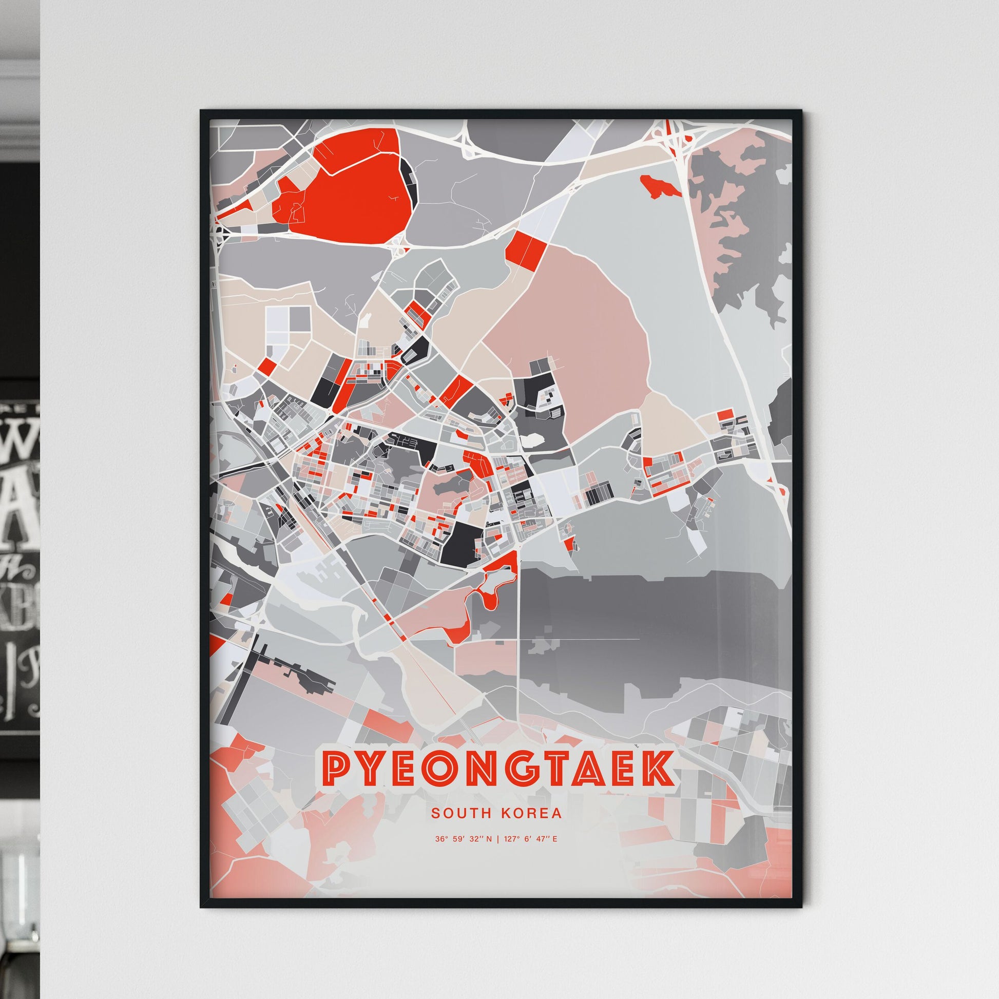 Colorful PYEONGTAEK SOUTH KOREA Fine Art Map Modern