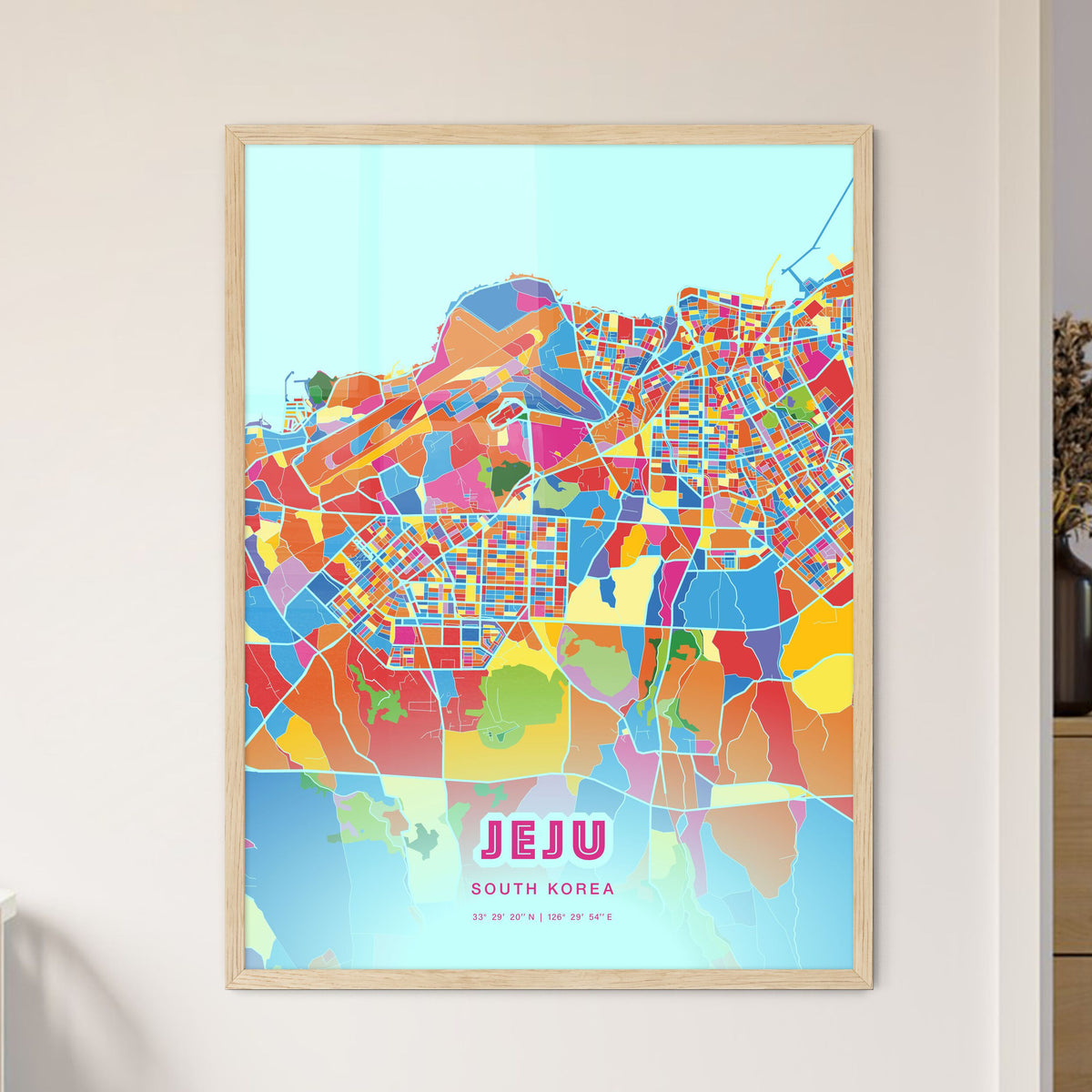 Colorful JEJU SOUTH KOREA Fine Art Map Crazy Colors
