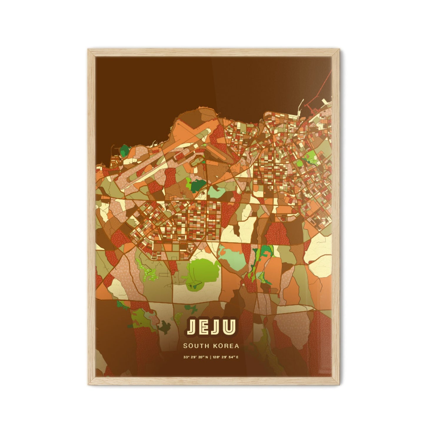 Colorful JEJU SOUTH KOREA Fine Art Map Farmhouse