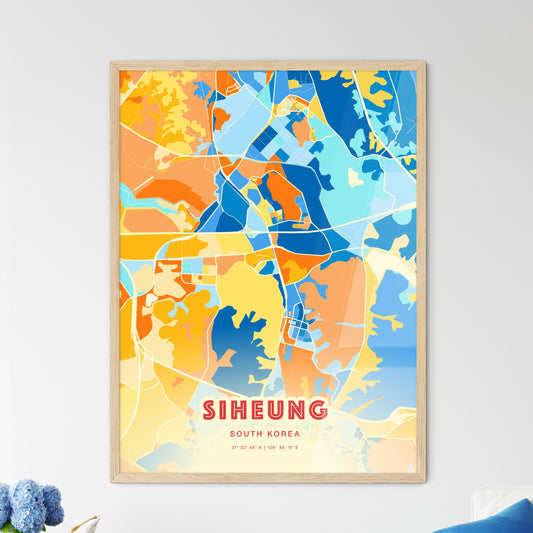 Colorful SIHEUNG SOUTH KOREA Fine Art Map Blue Orange