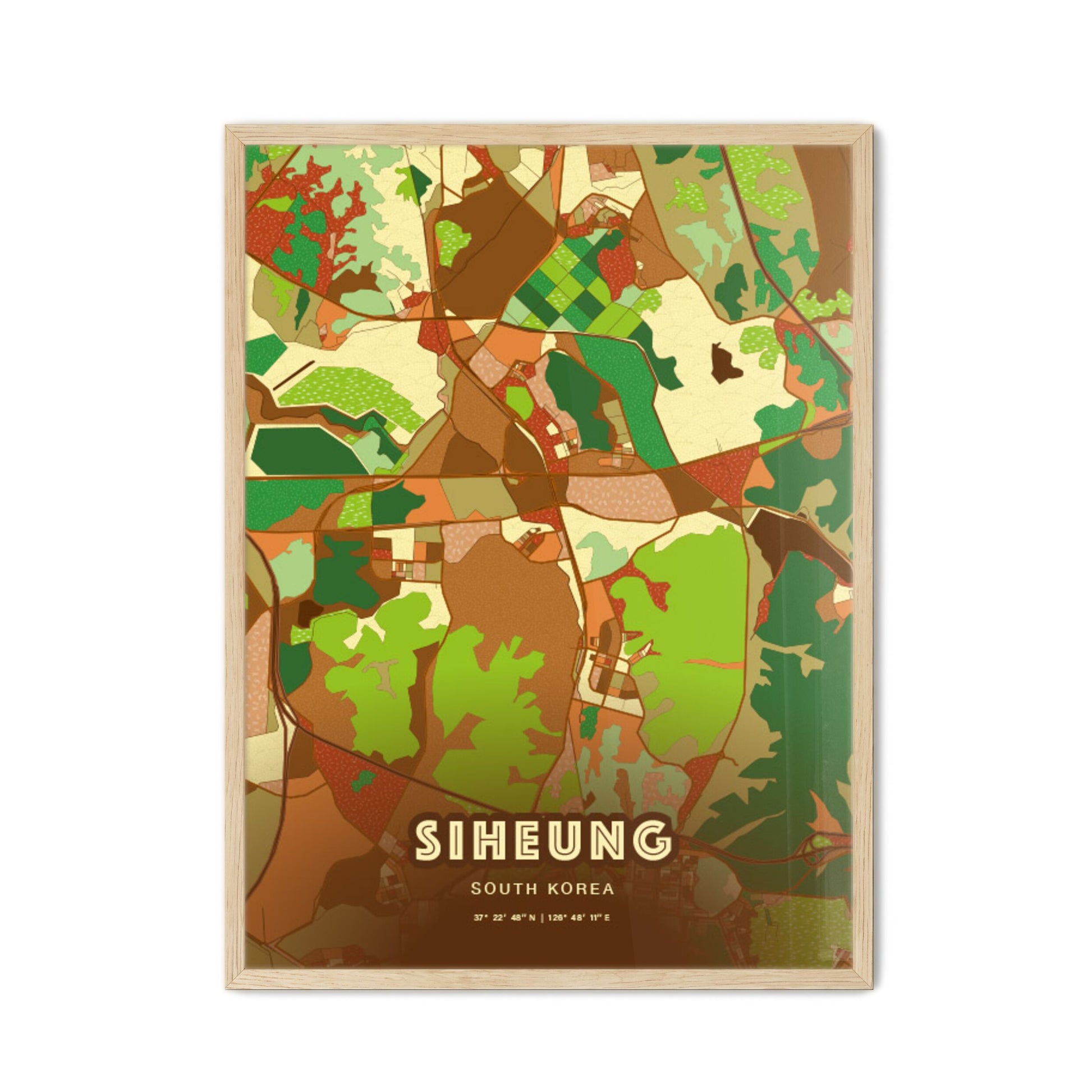 Colorful SIHEUNG SOUTH KOREA Fine Art Map Farmhouse