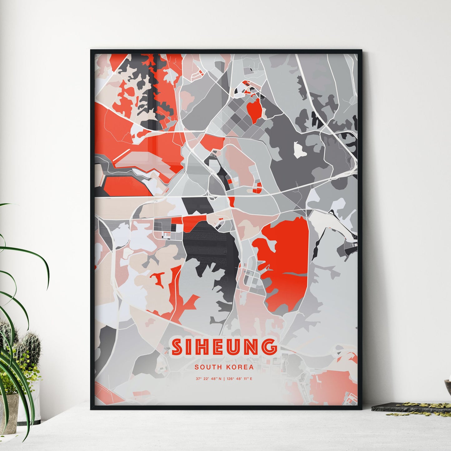 Colorful SIHEUNG SOUTH KOREA Fine Art Map Modern