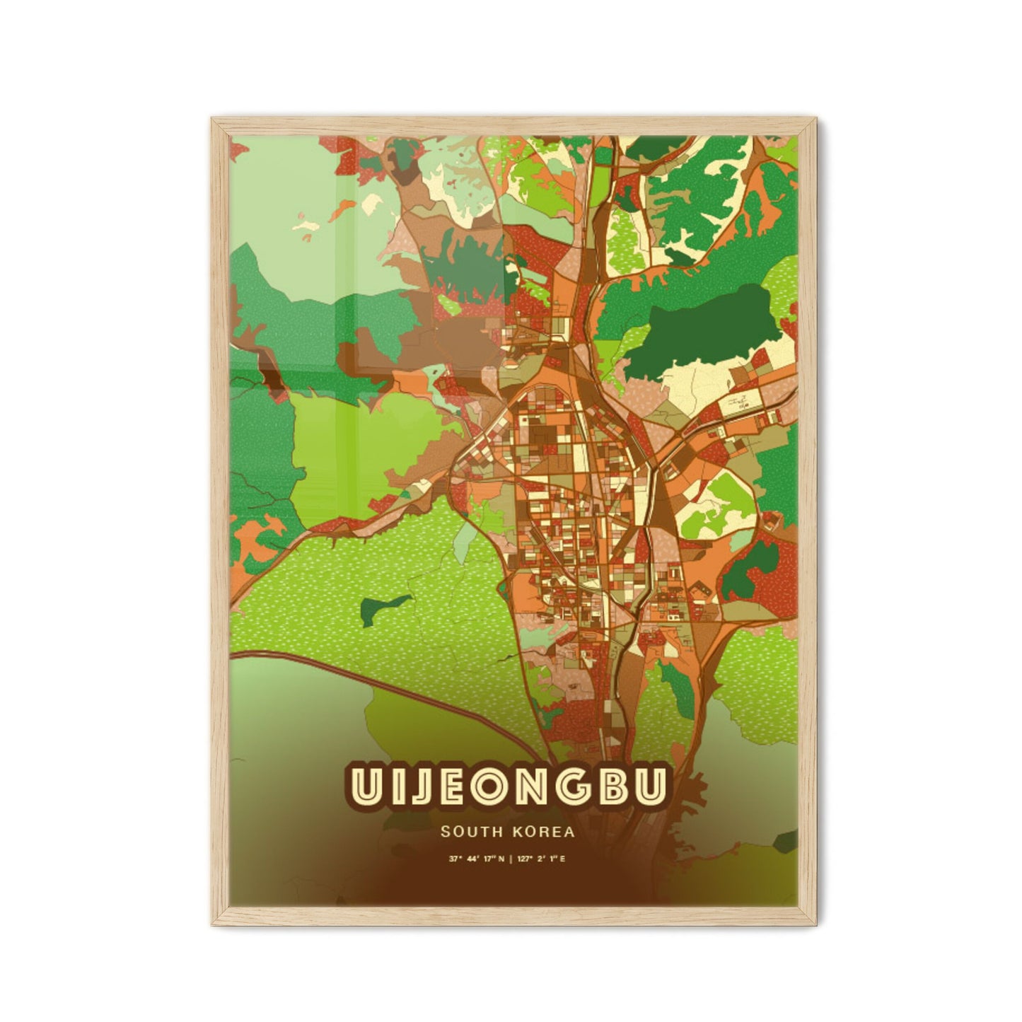 Colorful UIJEONGBU SOUTH KOREA Fine Art Map Farmhouse