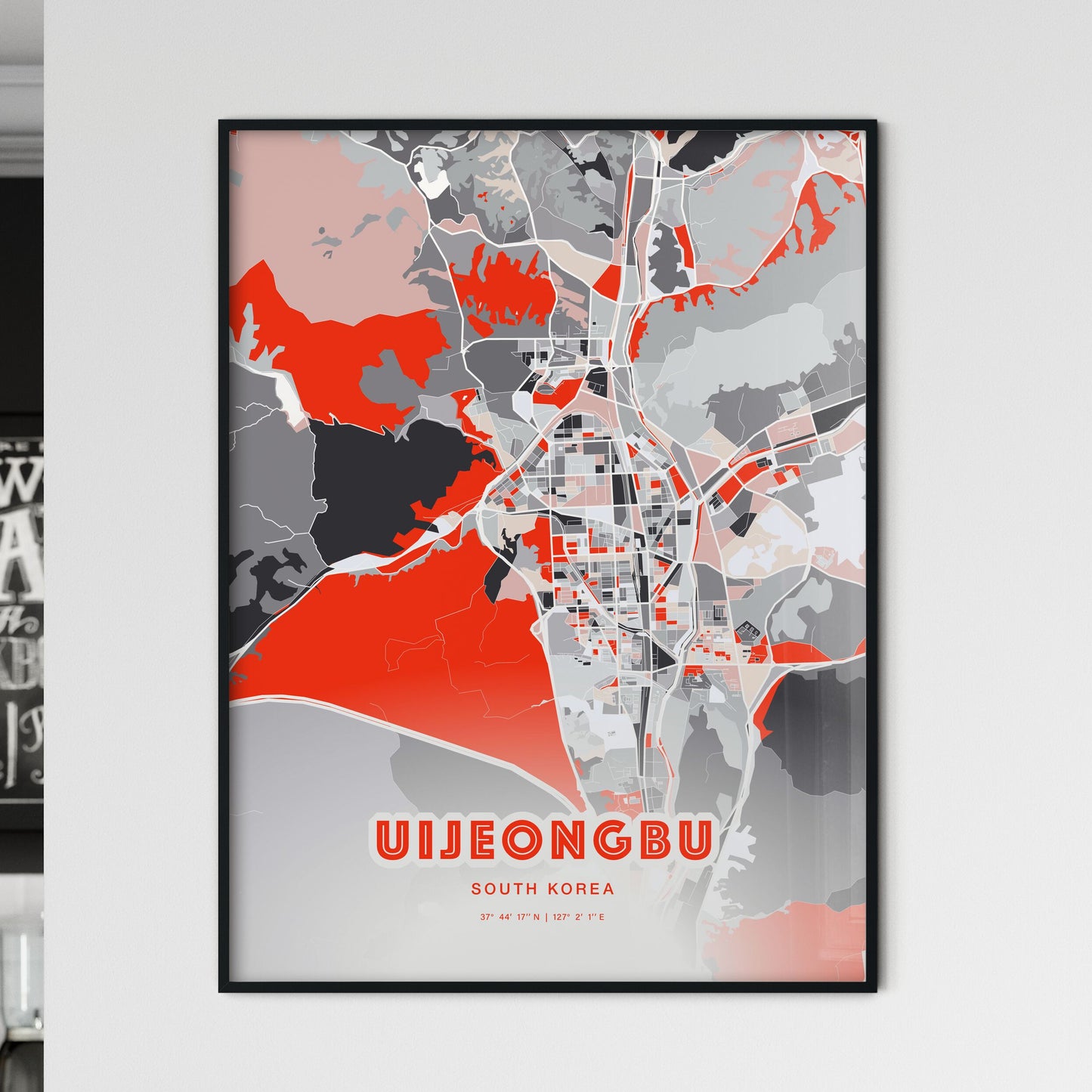 Colorful UIJEONGBU SOUTH KOREA Fine Art Map Modern