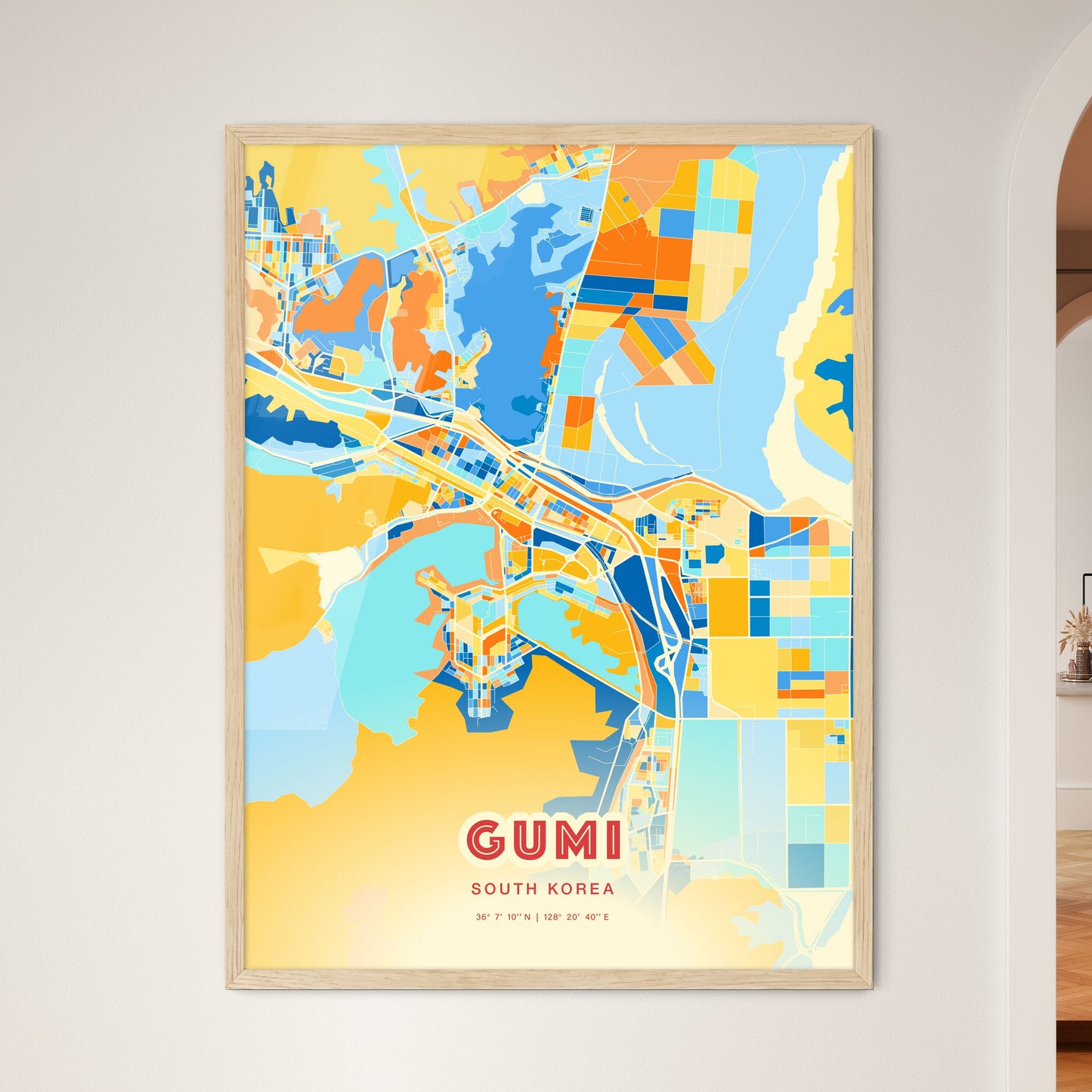 Colorful GUMI SOUTH KOREA Fine Art Map Blue Orange