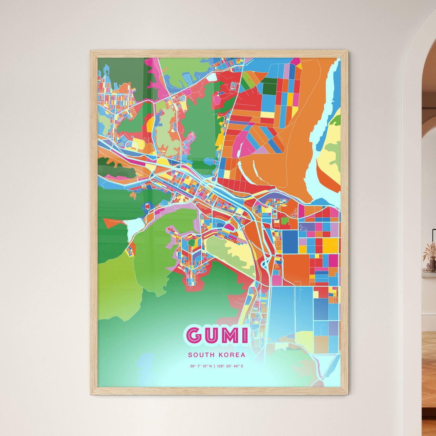 Colorful GUMI SOUTH KOREA Fine Art Map Crazy Colors