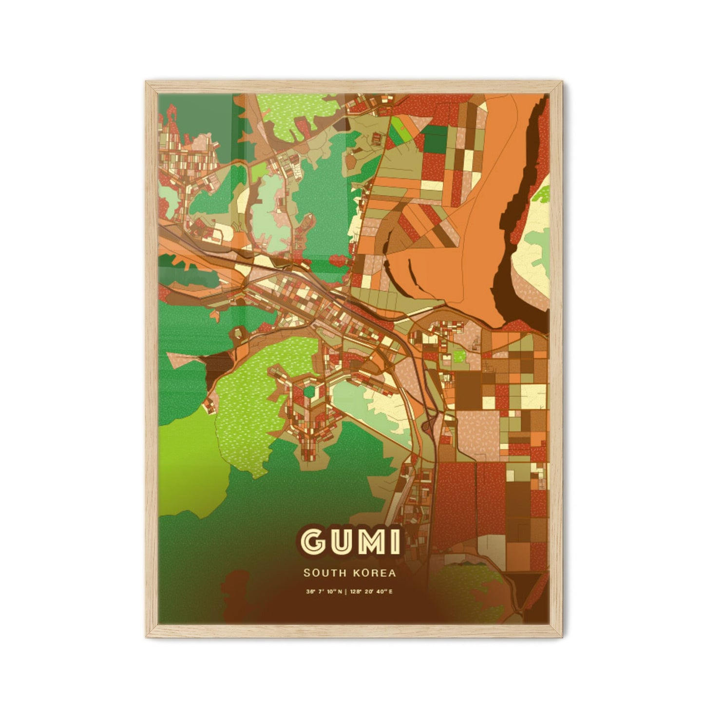 Colorful GUMI SOUTH KOREA Fine Art Map Farmhouse