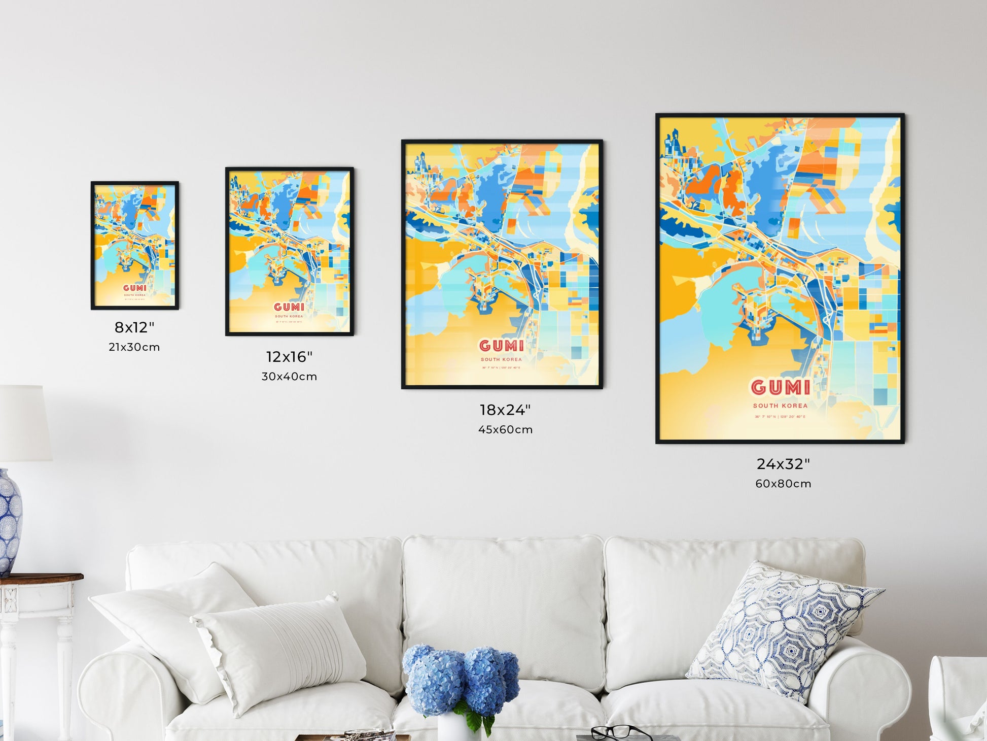 Colorful GUMI SOUTH KOREA Fine Art Map Blue Orange