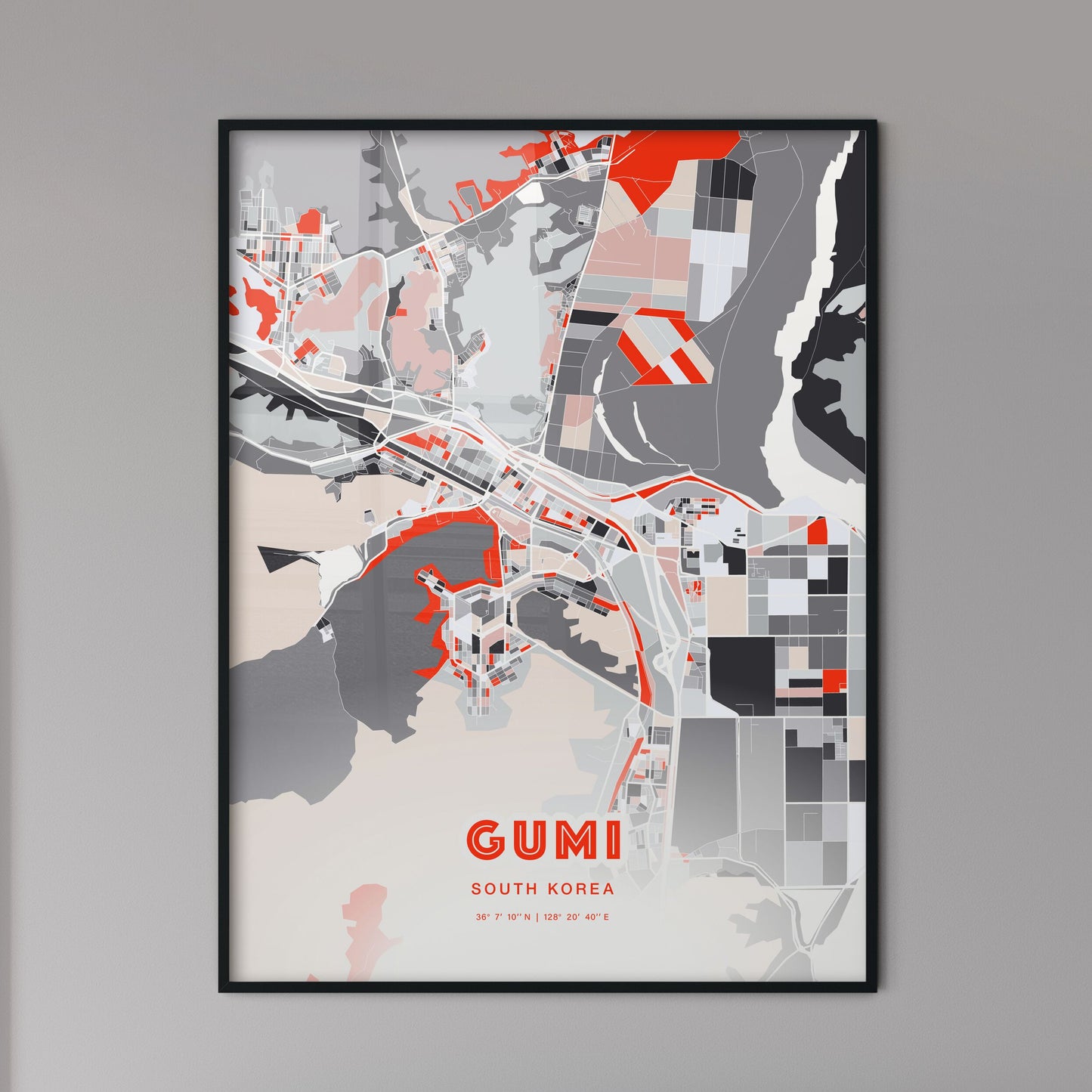 Colorful GUMI SOUTH KOREA Fine Art Map Modern