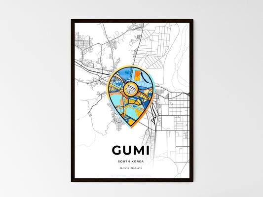 Gumi South Korea wedding art map with pointer icon