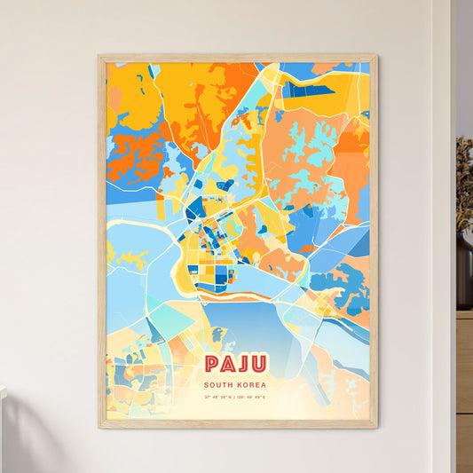 Colorful PAJU SOUTH KOREA Fine Art Map Blue Orange