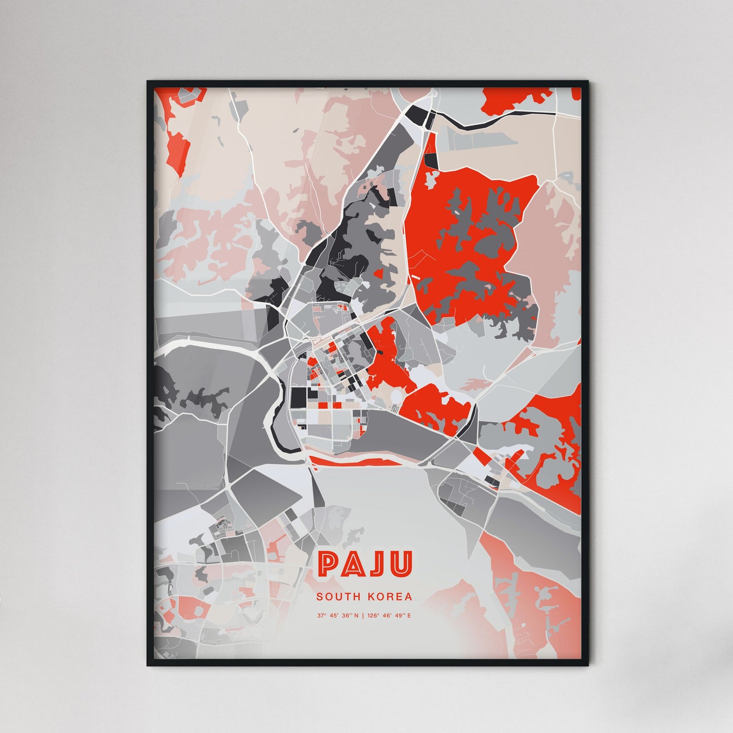 Colorful PAJU SOUTH KOREA Fine Art Map Modern