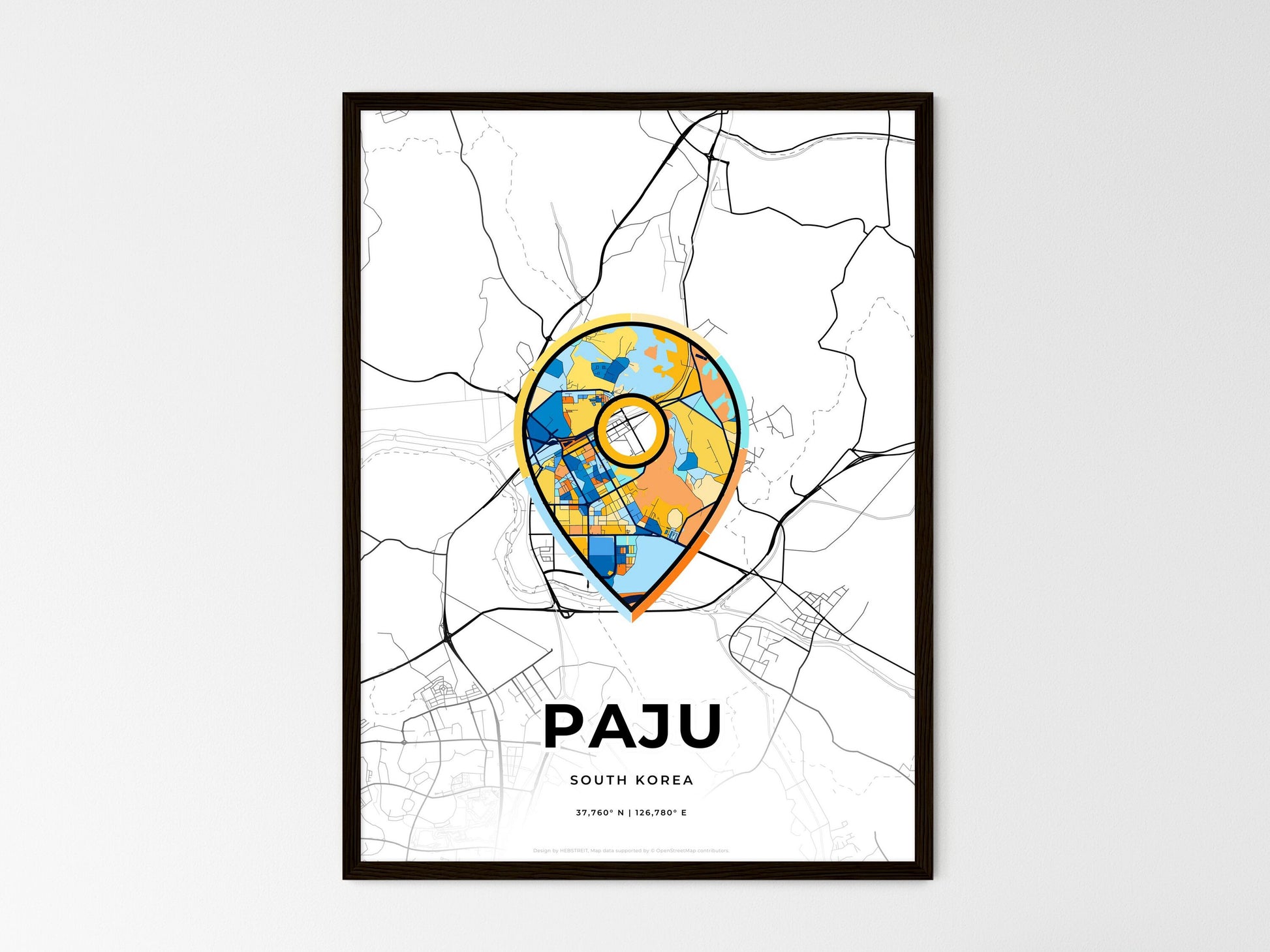 Paju South Korea wedding art map with pointer icon