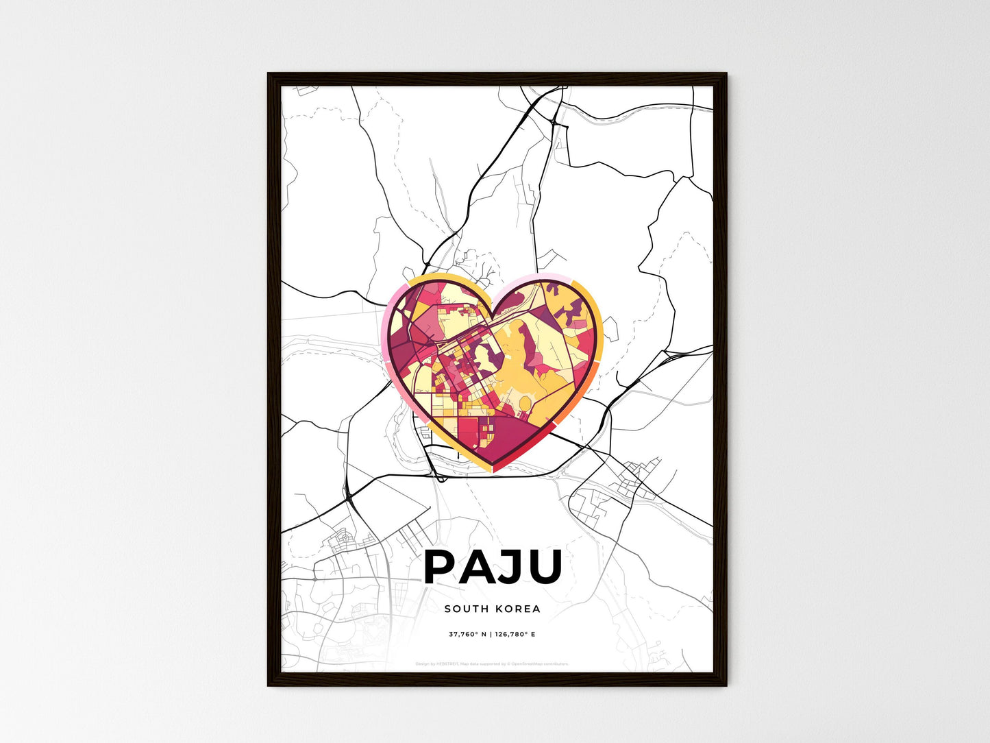 Paju South Korea wedding art map with heart icon