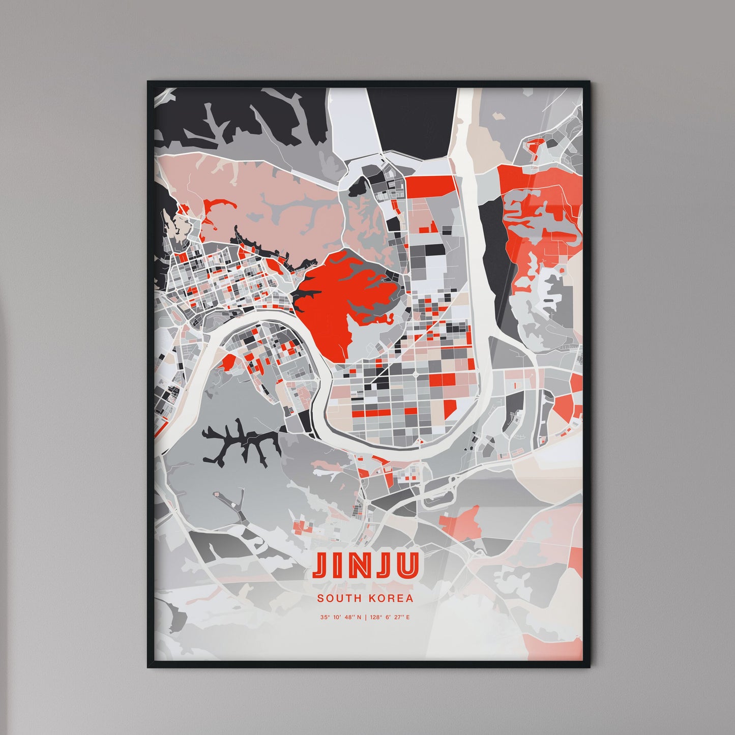 Colorful JINJU SOUTH KOREA Fine Art Map Modern