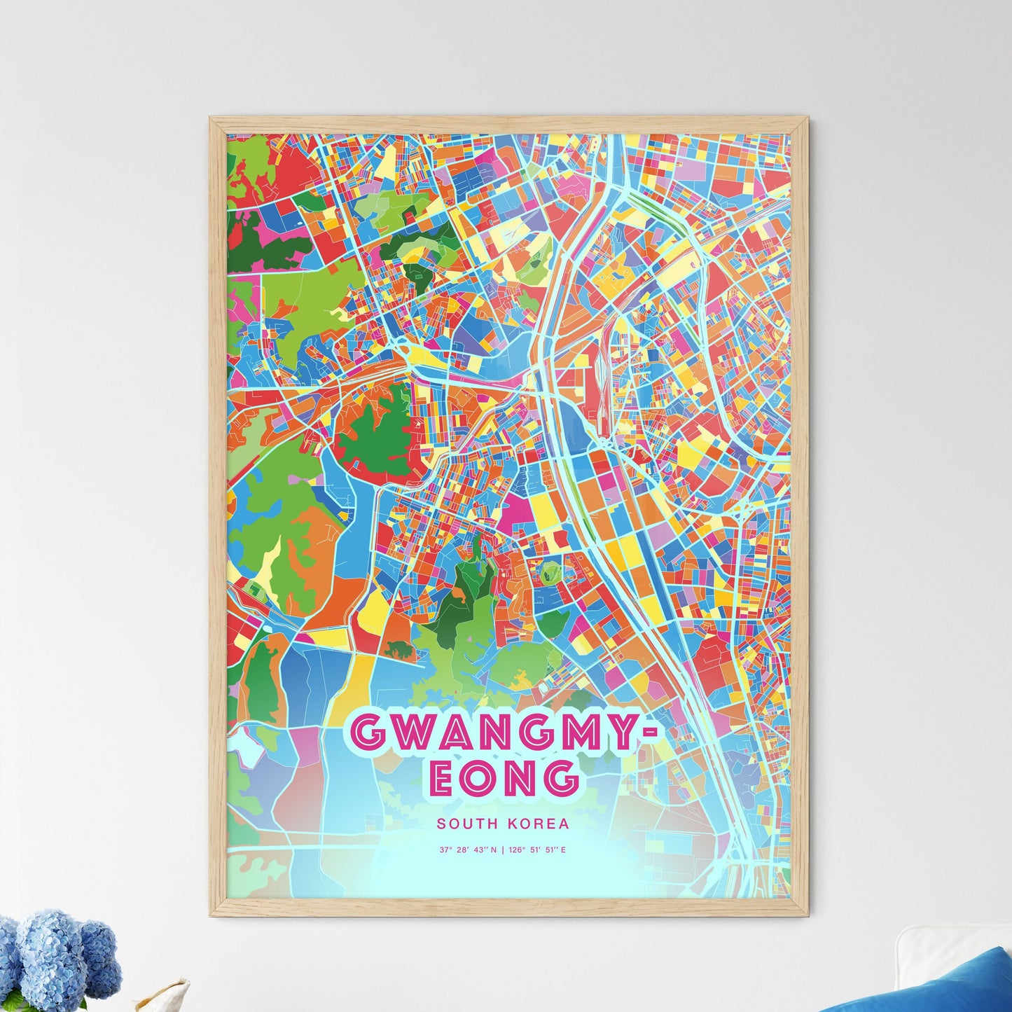 Colorful GWANGMYEONG SOUTH KOREA Fine Art Map Crazy Colors