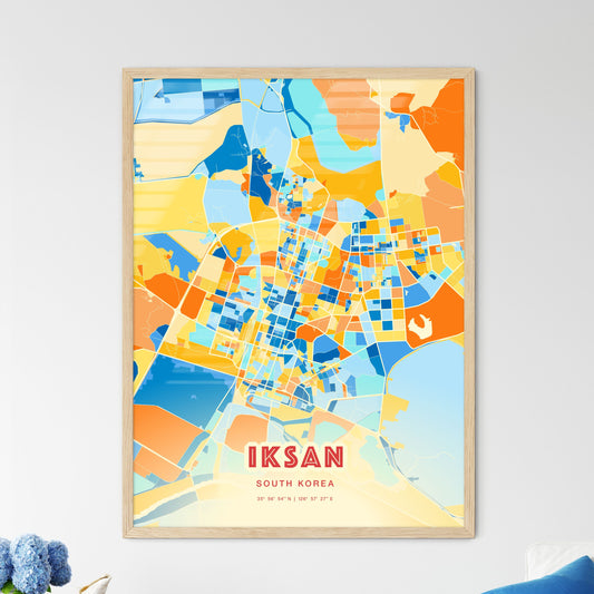Colorful IKSAN SOUTH KOREA Fine Art Map Blue Orange