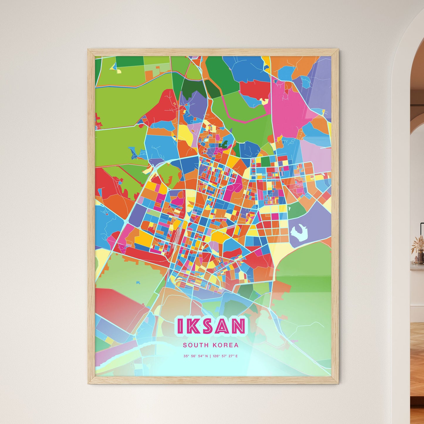 Colorful IKSAN SOUTH KOREA Fine Art Map Crazy Colors
