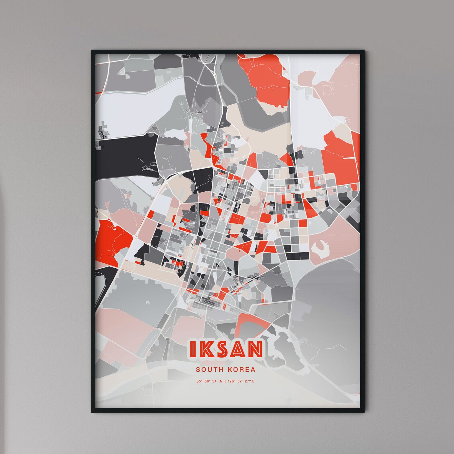 Colorful IKSAN SOUTH KOREA Fine Art Map Modern