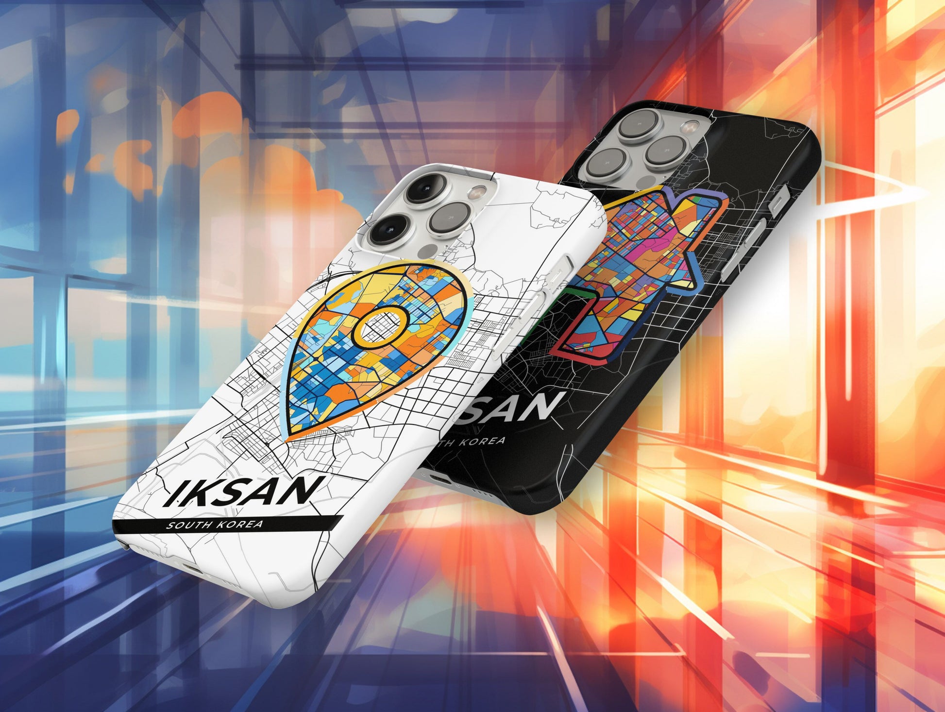 Iksan South Korea slim phone case with colorful icon. Birthday, wedding or housewarming gift. Couple match cases.